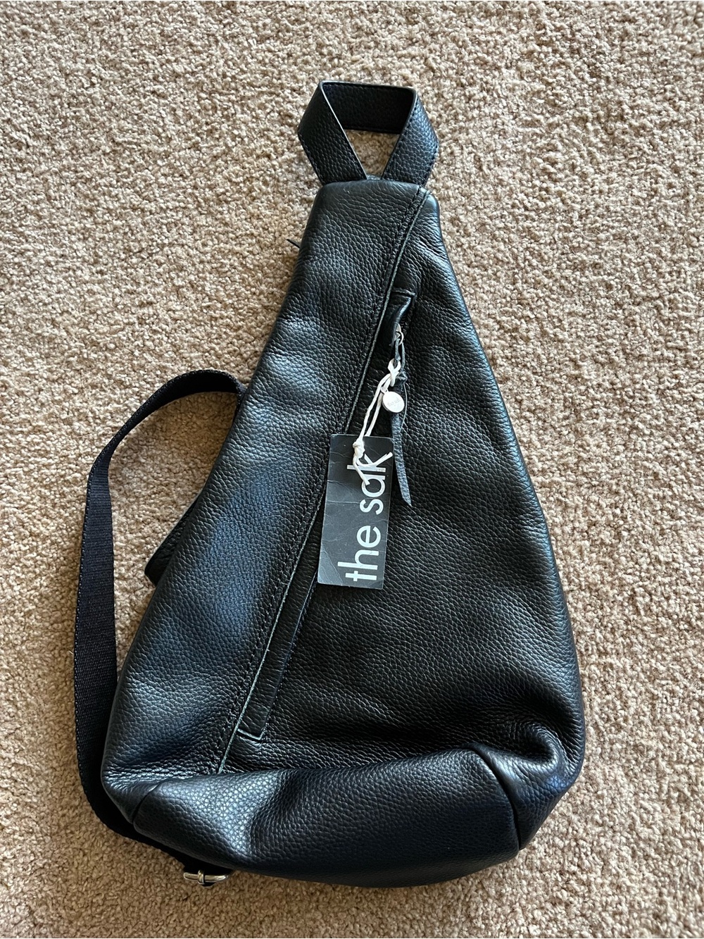 The Sak Women's Black Sling Crossbody Leather Zip Backpack
